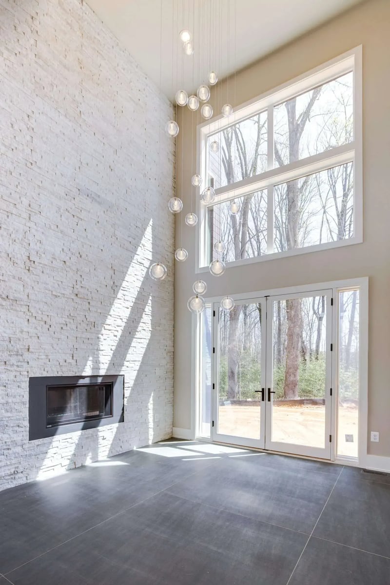 Interior brick wall with fireplace in custom built home in the DC Metro Area Interior brick wall with fireplace in custom built home in the DC Metro Area