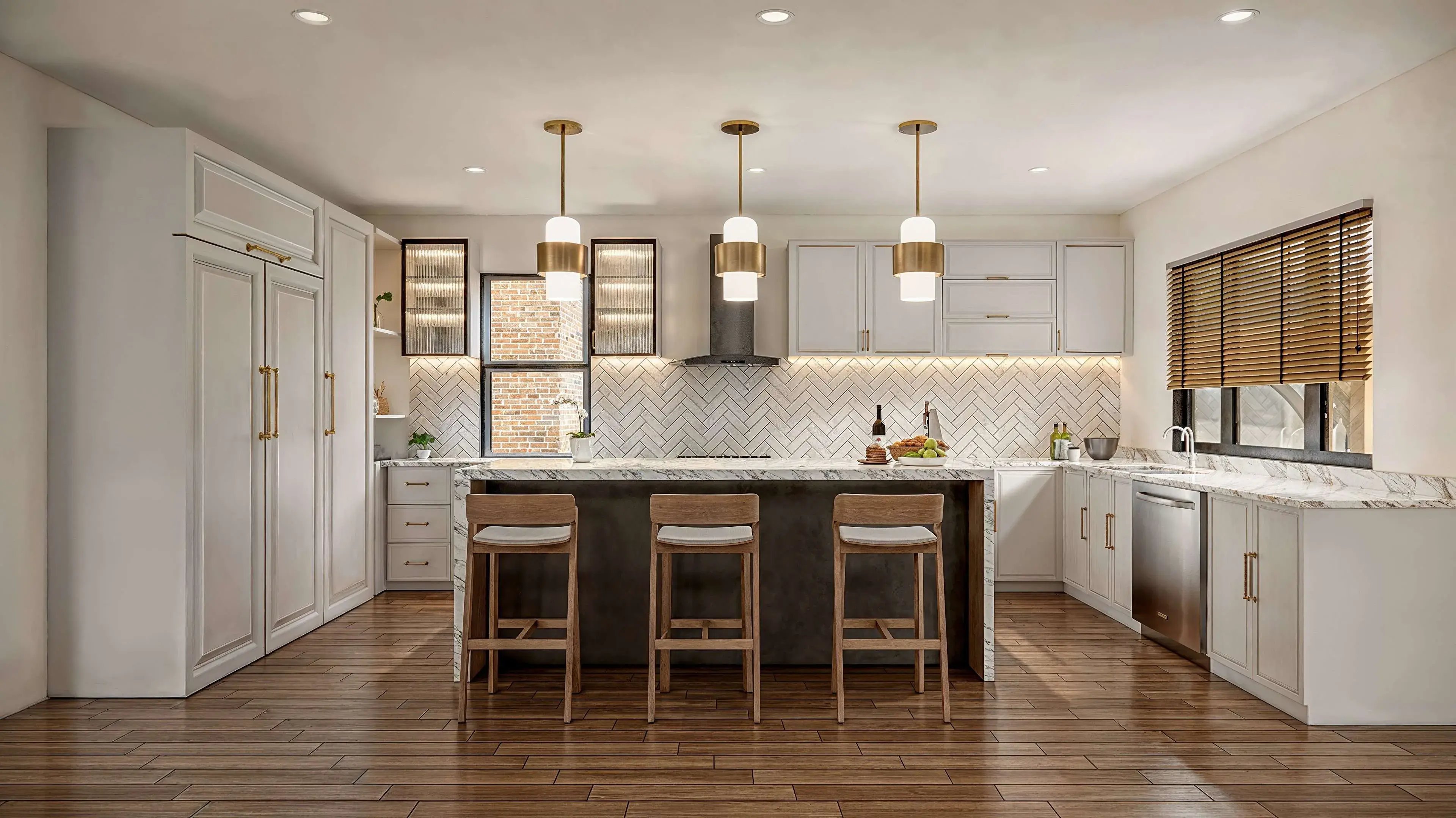 kitchen-front-view-hanging-pendant-lights-bar