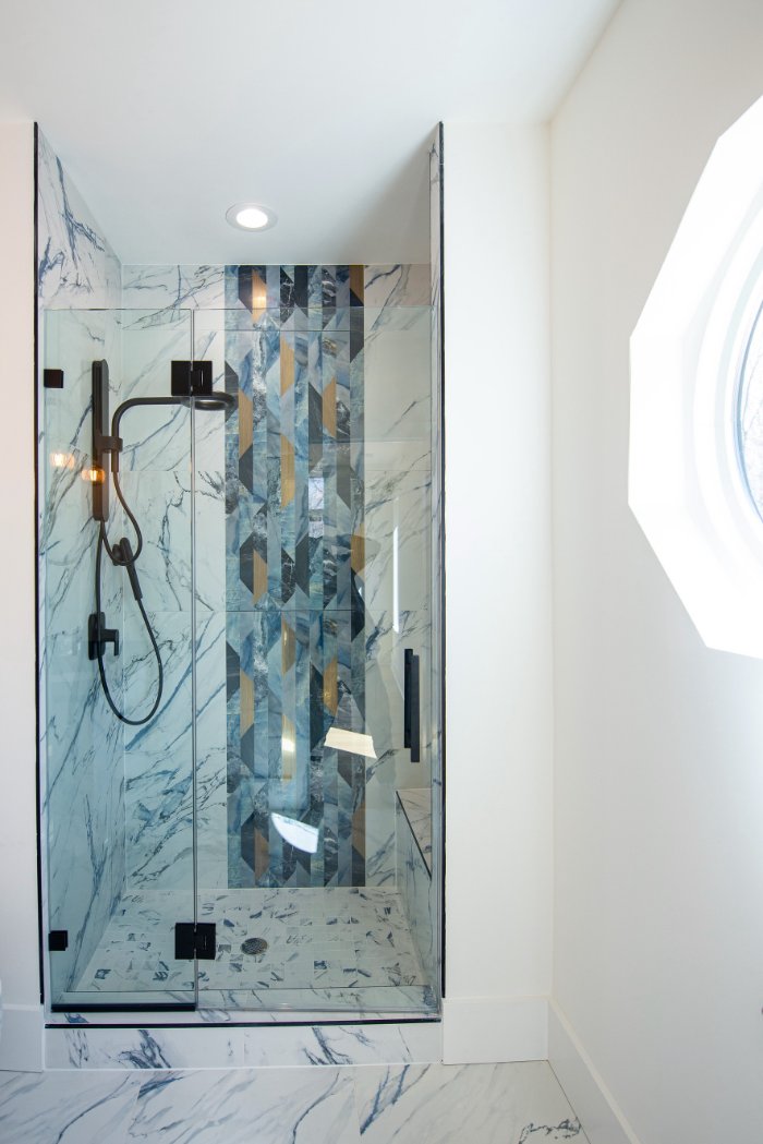 Great Falls Modern Tudor_shower in Custom Home by August Homes