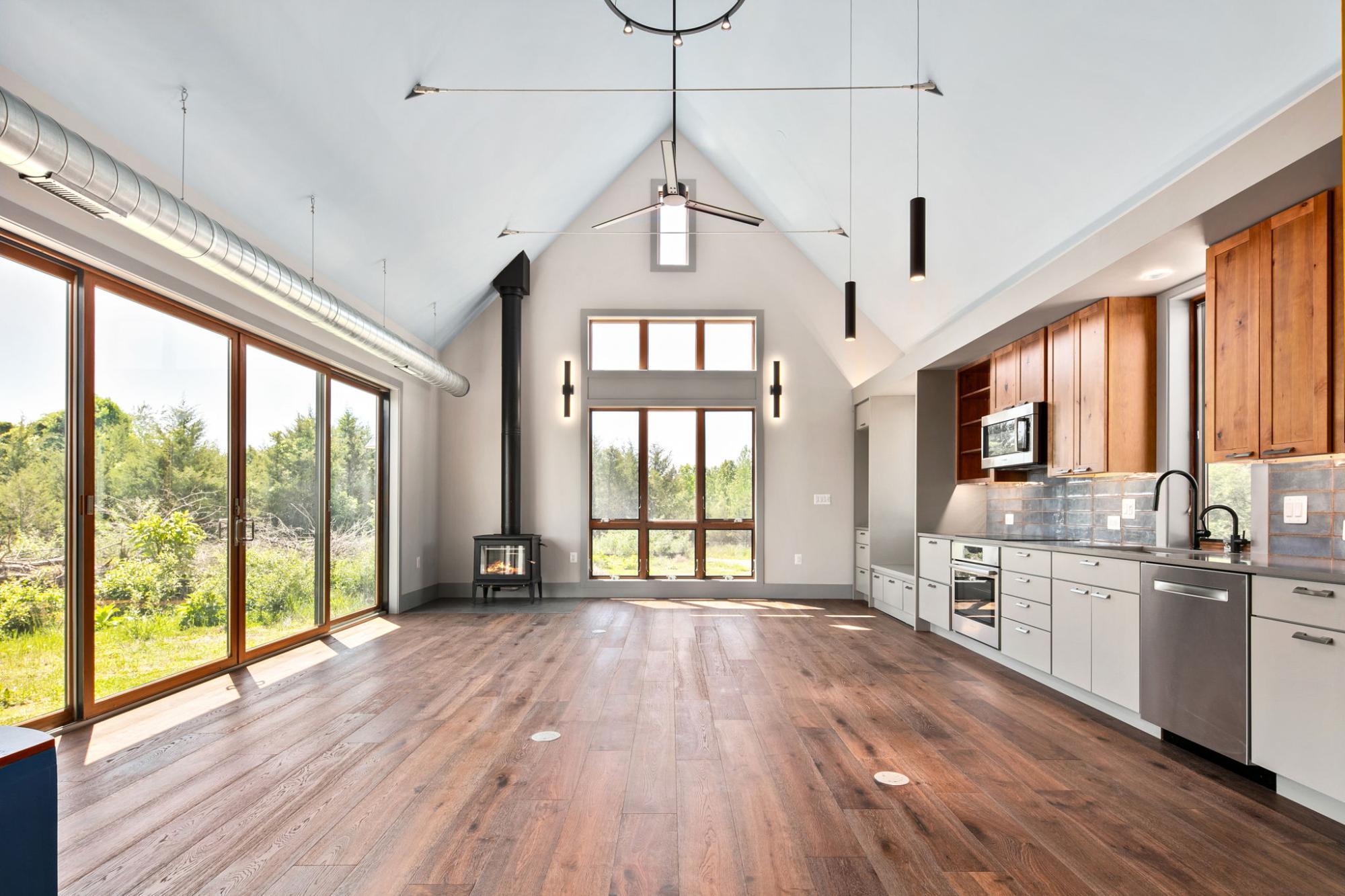 Custom home open floor kitchen and living room